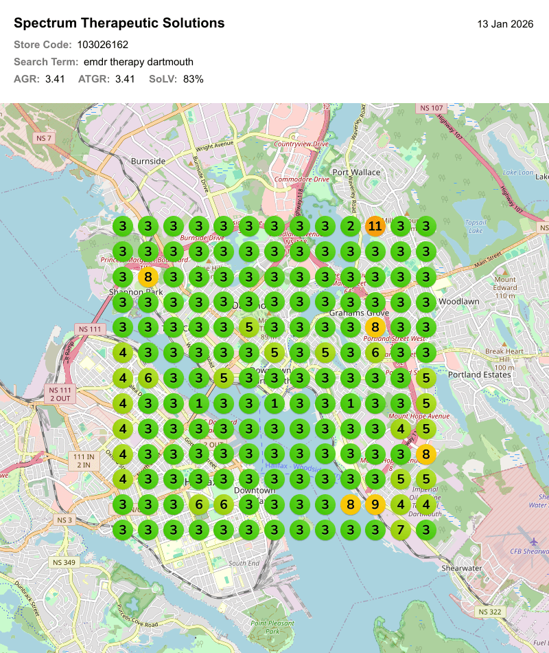 Local Viking Grid Ranking Report for "EMDR Therapy"