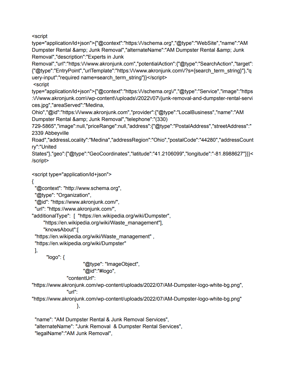 Local Schema and Trust Signals