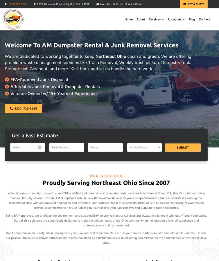AM Dumpster Rental & Junk Removal SEO Case Study