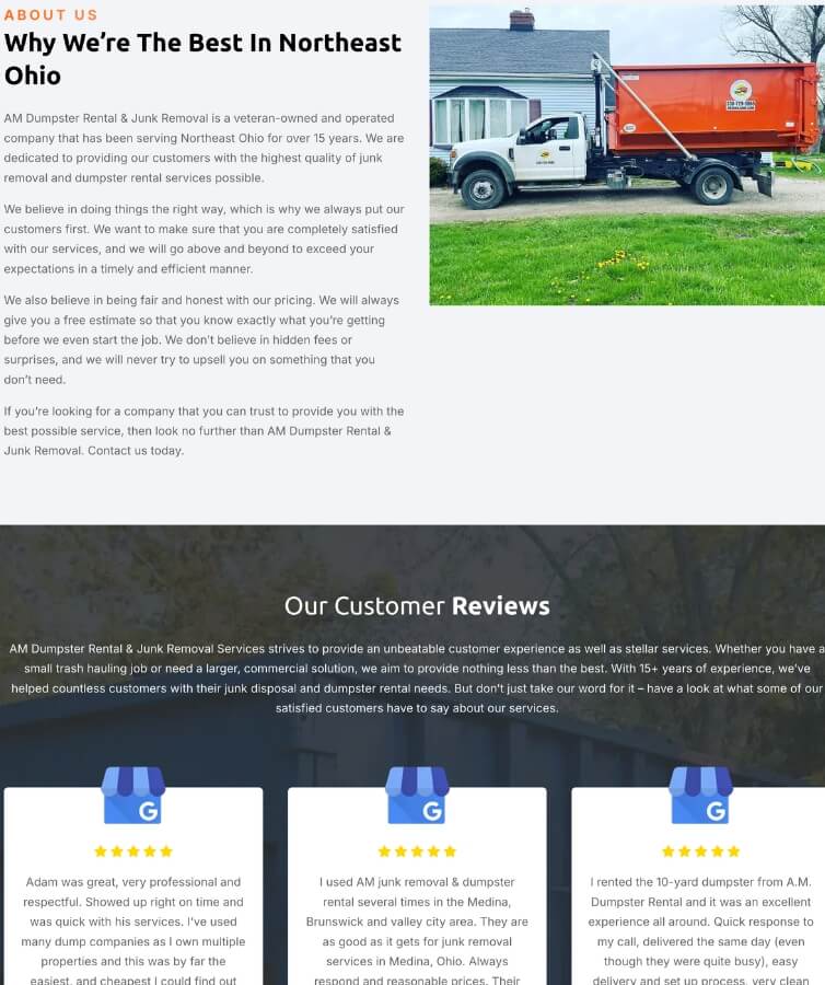 AM Dumpster Rental & Junk Removal SEO Case Study