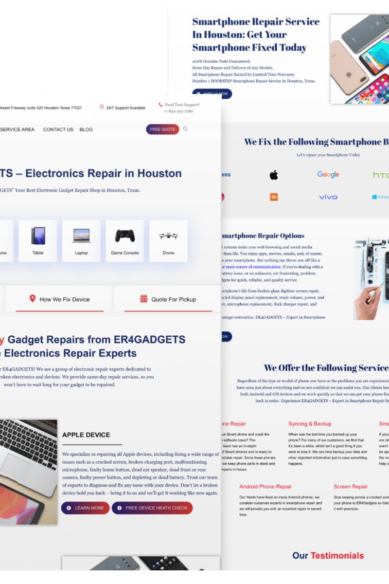 ER4Gadgets Web Design case Study feature image