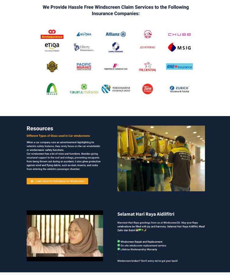 Web Design Windscreen2U Middle